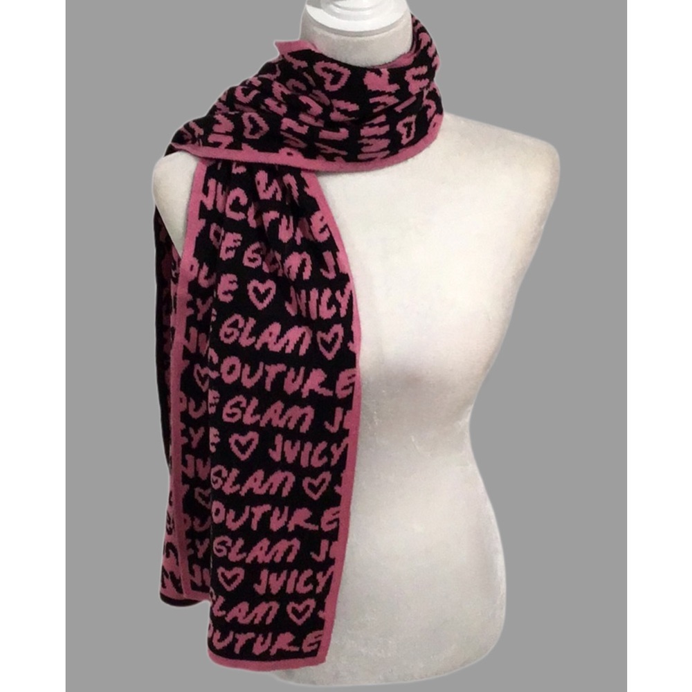 Juicy Couture 68” Black Label, Graffiti Logo, Winter Scarf - Picture 2 of 5